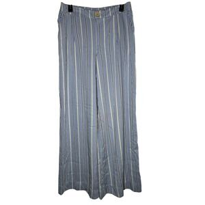 Rae Mode Blue White Striped Wide Leg Pants High Rise Rayon P6517 Womens Large